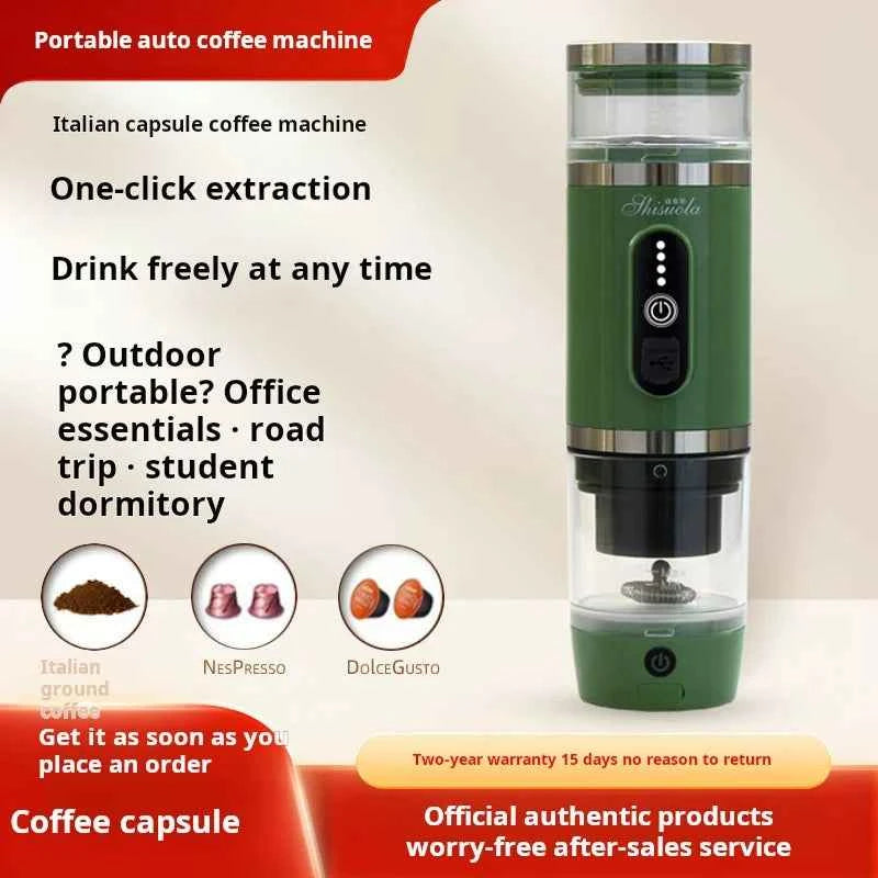 3-in-1 Portable Capsule Coffee Maker - 19 Bar, USB/Battery