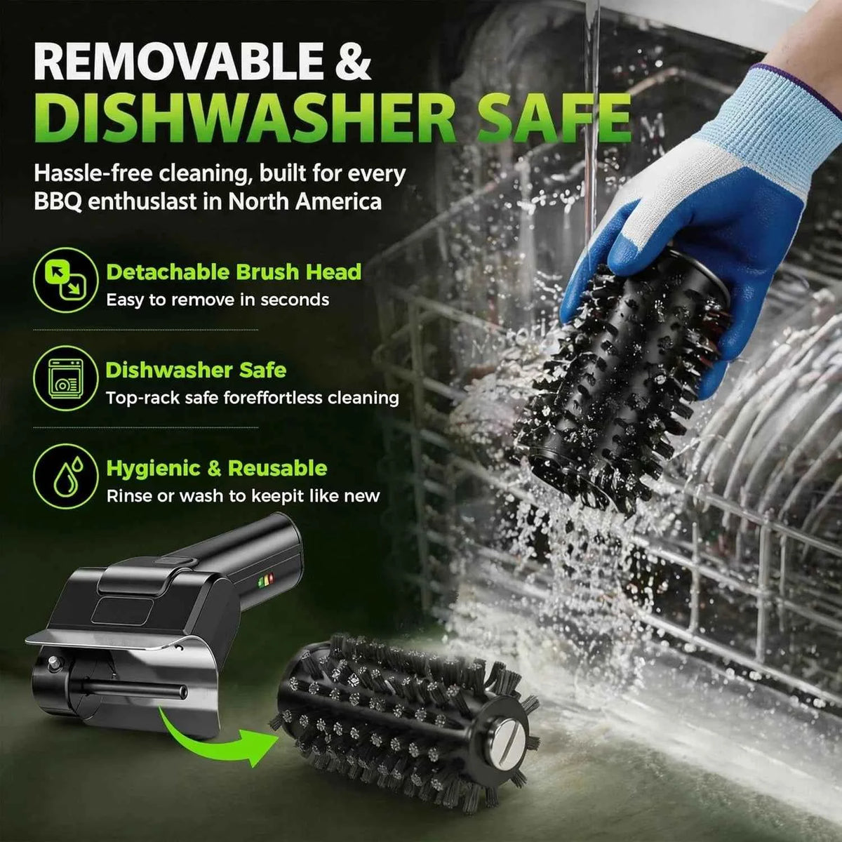 Portable Electric Grill Brush High Speed Handheld BBQ Cleaning Brush Efficient Stainless Steel Rechargeable Grill Brush
