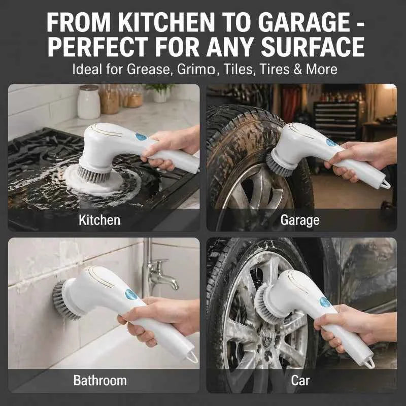 Effortless Electric Grease Scrubber, Rechargeable Cordless Power Cleaning Brush