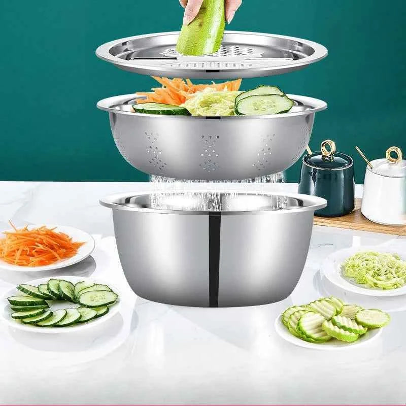 3-Piece Vegetable Slicer & Washing Basin Set