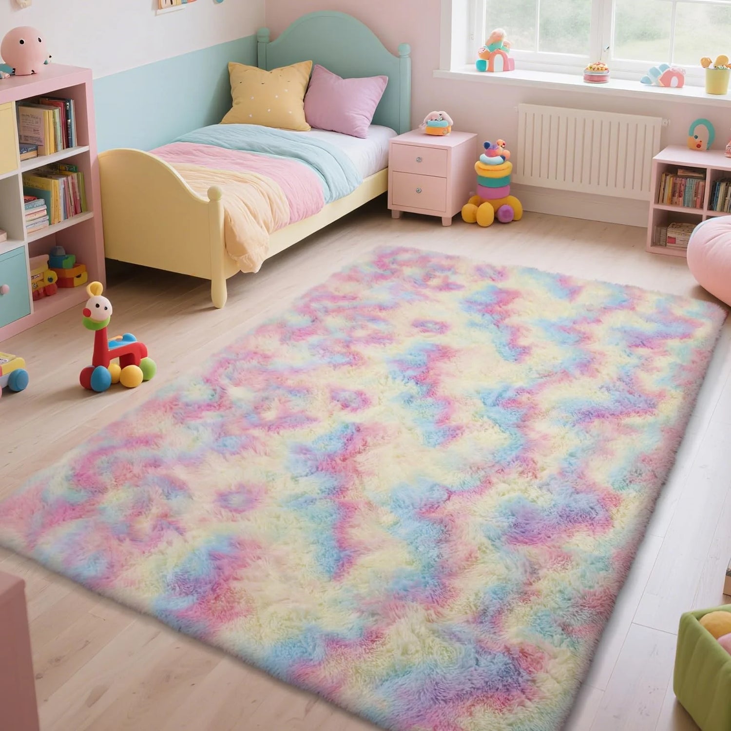 VIKAMA Ultra-Soft Puffy Rug, Bedroom & Living Room Indoor Floor Mat, Nursery Carpet, Children's Girls' Room Home Decor