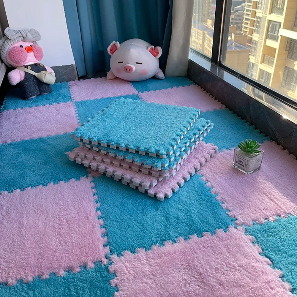 Soft Plush Children's Mat Babe Toys Eva Foam Puzzle Carpet Warm Children Play Mats Interlocking Rugs Infant Carpet 30*30*1cm
