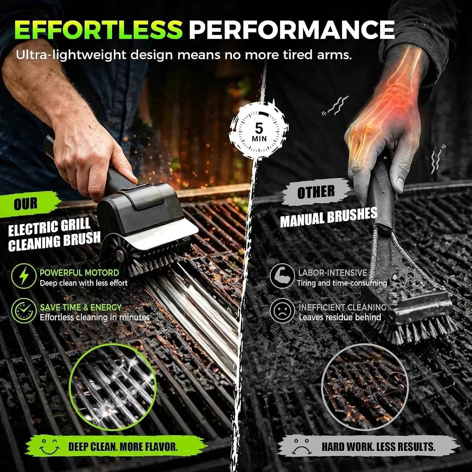 Portable Electric Grill Brush High Speed Handheld BBQ Cleaning Brush Efficient Stainless Steel Rechargeable Grill Brush