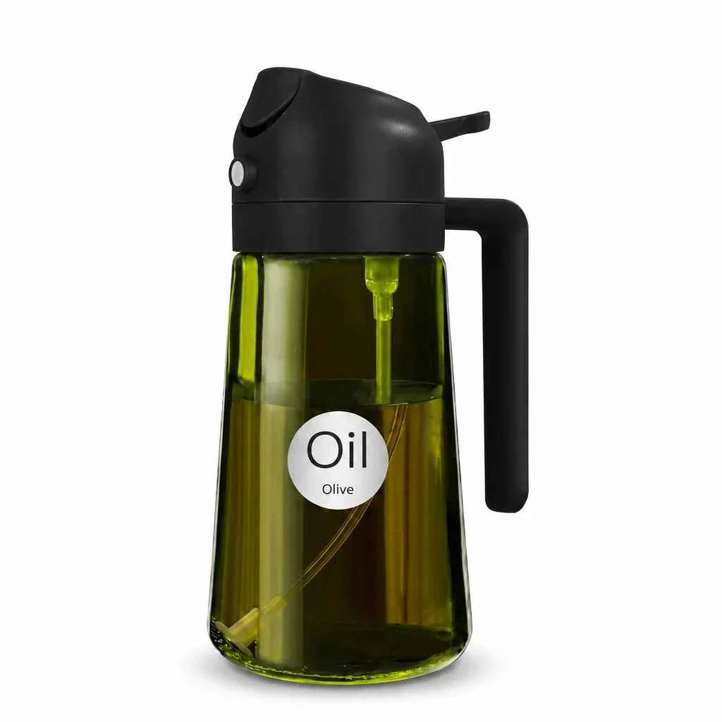 16oz Oil Dispenser Bottle for Kitchen, 2 in 1 Olive Oil Dispenser and Oil Sprayer, 470ml Olive Oil Spray Bottle for Cooking