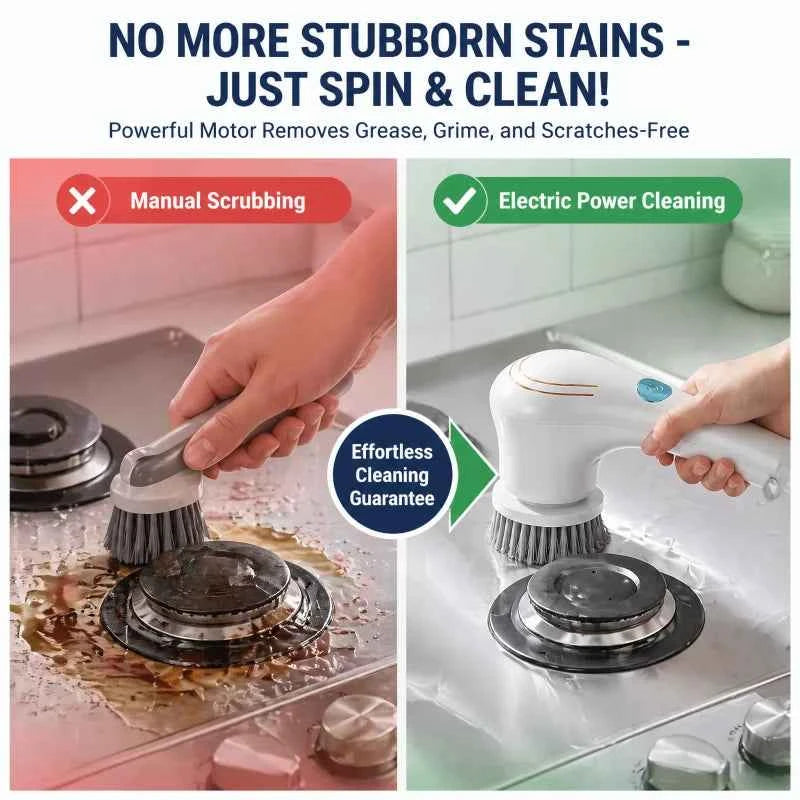 Effortless Electric Grease Scrubber, Rechargeable Cordless Power Cleaning Brush